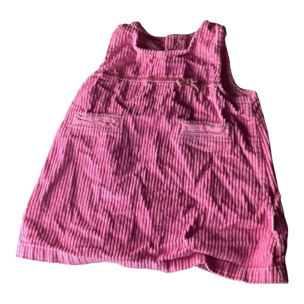 Little Me Pink Corduroy‎ Baby Girl Sleeveless Dress 18M Bow Accent Front Pockets